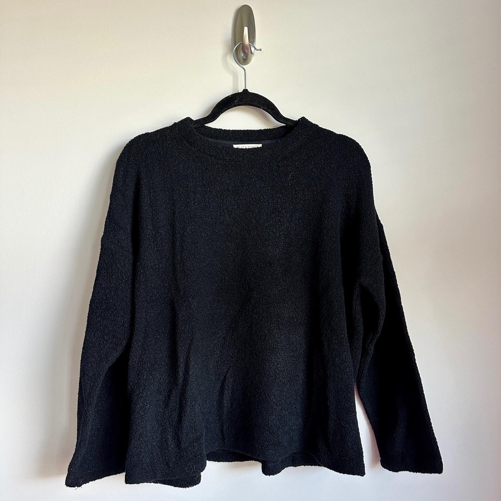 Eileen Fisher Sweater Womens Small Petite Black Boucle Wool Blend Knit NWT